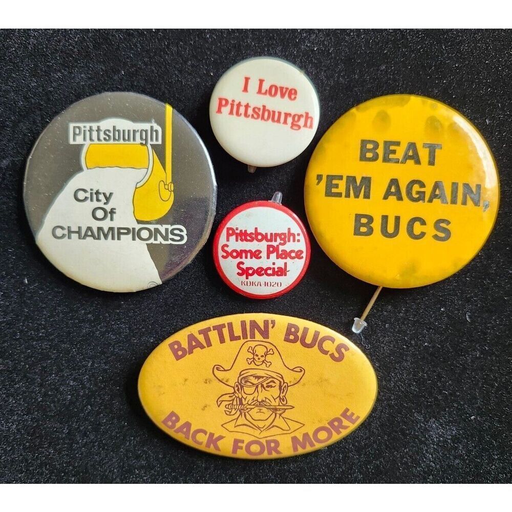 VTG Pittsburgh Pirates Pinback Button Lot MLB Three Rivers City Of Champions